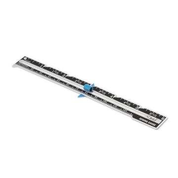 Dritz 6" Sliding Marker Sewing Gauge, Nickel with Black Printing and Blue Slider