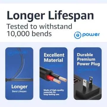 T POWER 4 FT Long 3 Prong AC Power Cord for Instant Pot Pressure Cookers, Rice Cookers, Soy Milk Makers, and Other Kitchen Appliances Power Cord Model PC-WAL1 3pin