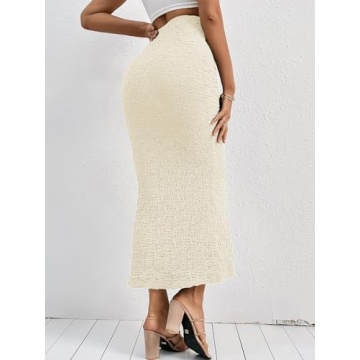 GORGLITTER Textured High Waist Maxi Skirt for Women