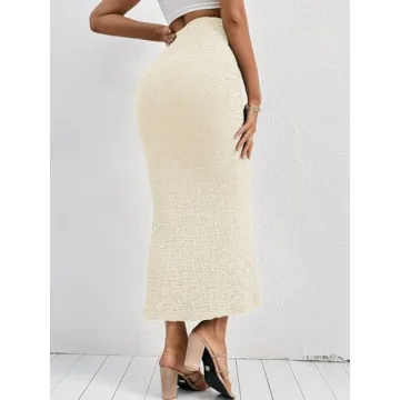 GORGLITTER Textured High Waist Maxi Skirt for Women