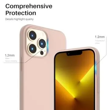ORNARTO Compatible with iPhone 13 Pro Max Case 6.7", Slim Liquid Silicone 3 Layers Full Covered Soft Gel Rubber Case Cover 6.7 inch-Sand Chalk Pink