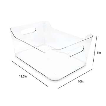 Isaac Jacobs 2-Pack Large Clear Storage Bins (13.5” x 10” x 6”) w/ Handles, Plastic Box Set, H...