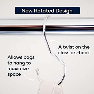 HOME DEPUTY 6 Pack Purse Organizers for Closet - Silver - Purse Hangers with Unique Twisted Hook Des...