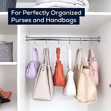HOME DEPUTY 6 Pack Purse Organizers for Closet - Silver - Purse Hangers with Unique Twisted Hook Design - Space Saving - Holds Up to 10kg