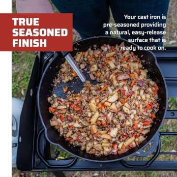 Camp Chef 14" Seasoned Cast Iron Skillet - Cast Iron Pan for Camping & Cooking - Ready-to-Use Seasoned Cast Iron Pan - Dual Pour Spouts - Durable Camping Essentials
