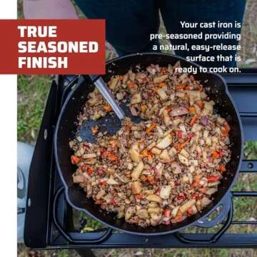 Camp Chef 14" Seasoned Cast Iron Skillet - Cast Iron Pan for Camping & Cooking - Ready-to-Use Seasoned Cast Iron Pan - Dual Pour Spouts - Durable Camping Essentials