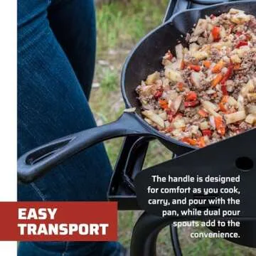 Camp Chef 14" Seasoned Cast Iron Skillet - Cast Iron Pan for Camping & Cooking - Ready-to-Use Seasoned Cast Iron Pan - Dual Pour Spouts - Durable Camping Essentials
