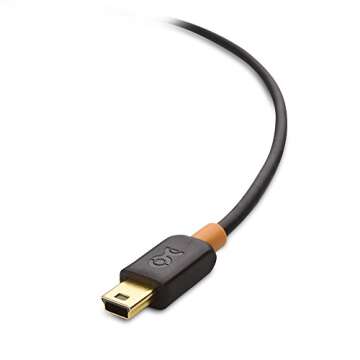 Cable Matters USB C to Mini USB Cable 6.6 ft, Mini USB to USB C Cable for Game Controller, Camera, GPS, Dash Cam in Black - 6.6 Feet