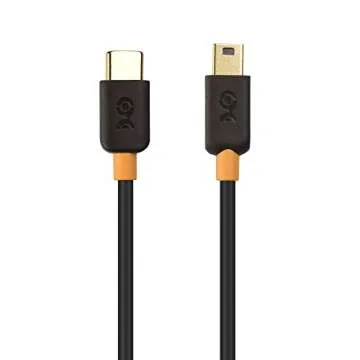 Cable Matters USB C to Mini USB Cable 6.6 ft, Mini USB to USB C Cable for Game Controller, Camera, GPS, Dash Cam in Black - 6.6 Feet