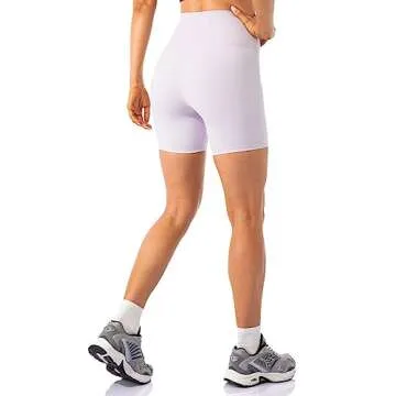 Lavento Women's All Day Soft Yoga Shorts 6 Inch - Workout Gym Running Active Biker Short for Woman (Pale Lavender, 4)