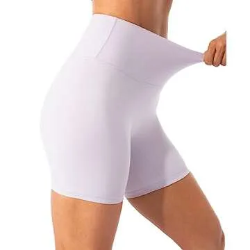 Lavento Women's All Day Soft Yoga Shorts 6 Inch - Workout Gym Running Active Biker Short for Woman (Pale Lavender, 4)