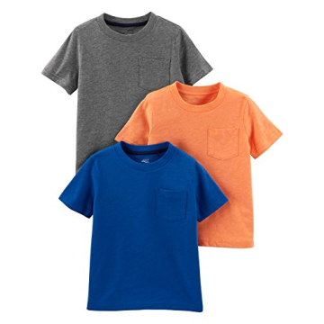 Simple Joys by Carter's Baby Boys' 3-Pack Short-Sleeve Tee Shirts, Grey/Orange/Royal Blue, 6