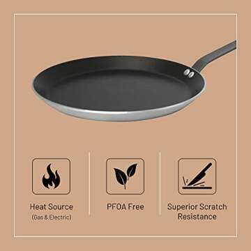 de Buyer CHOC Nonstick Crepe & Tortilla Pan - 10.25” - Ideal for Making & Reheating Crepes, Tortillas & Pancakes - 5-Layer PTFE Coating - PFOA Free - Made in France
