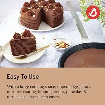 de Buyer CHOC Nonstick Crepe & Tortilla Pan - 10.25” - Ideal for Making & Reheating Crepes, Tortillas & Pancakes - 5-Layer PTFE Coating - PFOA Free - Made in France