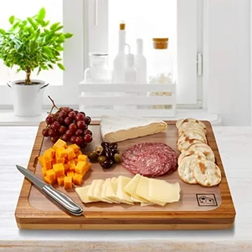 Seville Classics Bamboo Cutting Board with Color-Coded Mats