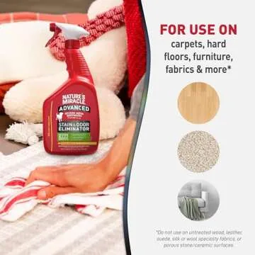 Nature’s Miracle Advanced Stain & Odor Eliminator 32 Ounces, Sunny Lemon Scent, Severe Mess Enzymatic Formula For Tough Pet Messes