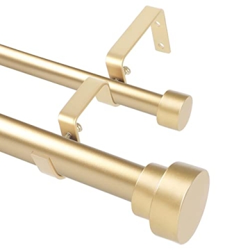 Stylish Gold Double Curtain Rods 72-144 Inches Adjustable
