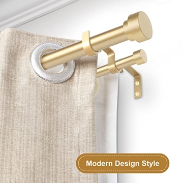 Stylish Gold Double Curtain Rods 72-144 Inches Adjustable
