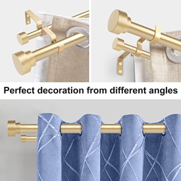 Stylish Gold Double Curtain Rods 72-144 Inches Adjustable