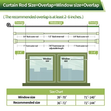 Stylish Gold Double Curtain Rods 72-144 Inches Adjustable