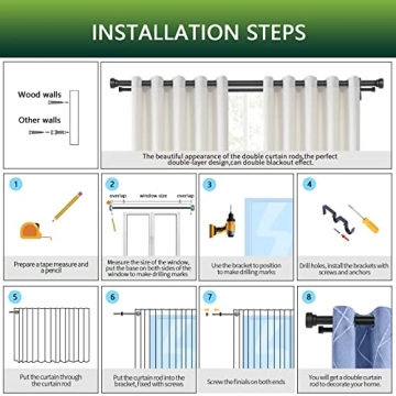 Stylish Gold Double Curtain Rods 72-144 Inches Adjustable