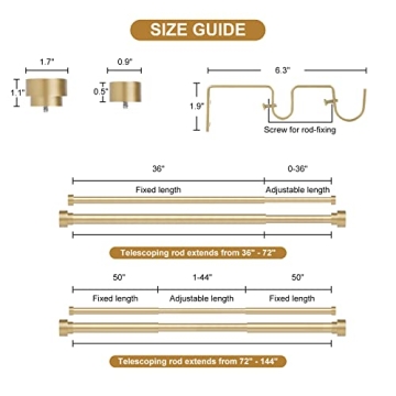 Stylish Gold Double Curtain Rods 72-144 Inches Adjustable