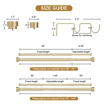 Stylish Gold Double Curtain Rods 72-144 Inches Adjustable