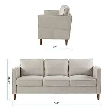 Mellow HANA Modern Linen Loveseat for Small Spaces