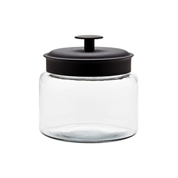 Stylish Anchor Hocking 48-Ounce Glass Storage Jar with Black Lid