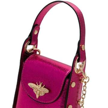 Milan Chiva Crossbody Cell Phone Purse for Women Bee Cellphone Wallet Small Cross Body Bag Phone Holder Pouches with Chain Strap Travel Gift Hot Pink MC-319HPK