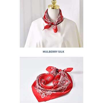ANDANTINO 100% Real Mulberry Silk Scarf -21'' x 21''- Lightweight Neckerchief –Women Men Small Squ...