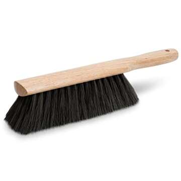 MARSHALLTOWN Beaver Tail Brush, Black Horsehair Fibers, 13 1/2 Inch Length, Masonry, Concrete, Made ...
