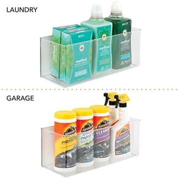 mDesign Plastic Adhesive Mount Storage Organizer Container for Kitchen or Pantry Wall Organization - Space Saving Holder for Sandwich Bags, Foil - 16" Wide - Ligne Collection - 2 Pack - Clear