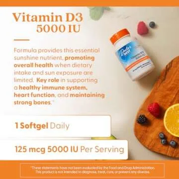 Doctor's Best Vitamin D3 5,000 IU for Healthy Bones, Teeth, Heart and Immune Support, Non-GMO, Gluten-Free, Soy Free, 360 Count (Pack of 1)