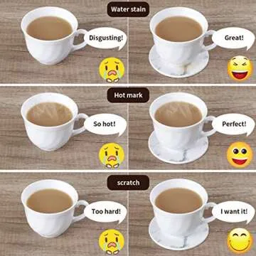 Coasters for Drinks, Thipoten Leather Coasters with Holder, Protect Furniture from Damage(6PCS, White)