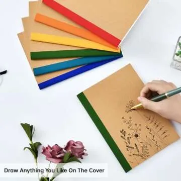 URSUNSHINE Composition Notebook - Notebooks for School, 8" x 5.75", Kraft Cover Lined Blank College Ruled Composition Notebooks, Bulk College Ruled Lined Paper, Stitched Spines for School & Office