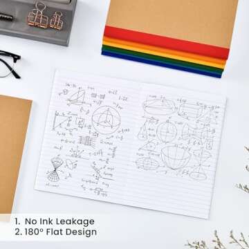 URSUNSHINE Composition Notebook - Notebooks for School, 8" x 5.75", Kraft Cover Lined Blank College Ruled Composition Notebooks, Bulk College Ruled Lined Paper, Stitched Spines for School & Office