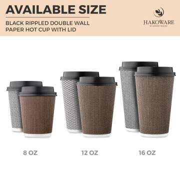 [85 SET]Harvest Pack 16 oz Disposable Coffee Cups, Insulated Ripple Double-Walled Paper Cup with Lid, Brown Geometric, Tea Hot Chocolate Drinks To go coffee cups