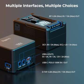 SmallRig V Mount Battery VB99 Black, 99Wh / 6800mAh V Mount Battery with 100W Output, 2H Full Charge, with USB-C, D-TAP, USB-A, Dual DC Ports, OLED Screen, for Camera, Camcorder, Monitor, Video Light