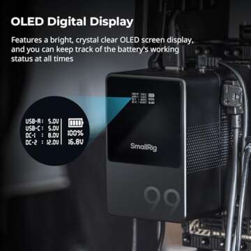 SmallRig V Mount Battery VB99 Black, 99Wh / 6800mAh V Mount Battery with 100W Output, 2H Full Charge, with USB-C, D-TAP, USB-A, Dual DC Ports, OLED Screen, for Camera, Camcorder, Monitor, Video Light