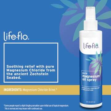 Life-Flo Pure Magnesium Oil for Feet and Body - 100% Pure Magnesium Spray from The Ancient Zechstein Seabed - Magnesium Oil Spray for Feet, Relaxing & Rejuvenating Muscles & Joints - 8 oz