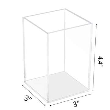 Beitiny Acrylic Pen Holder for Desk, Clear Pencil Organizer, Makeup Brush Holder Cup Storage Office Desktop Stationery Organizer