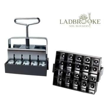 Ladbrooke Genuine Soil Block Maker - 2-Pc Set Includes Micro 20 with Cubic Inserts, Made in England