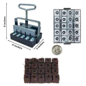 Ladbrooke Genuine Soil Block Maker - 2-Pc Set Includes Micro 20 with Cubic Inserts, Made in England