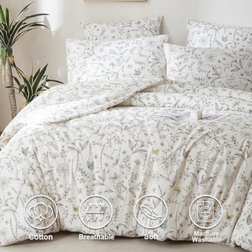 Nayoroom Floral Cotton Duvet Cover Set for Queen Size