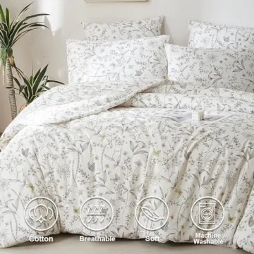 Nayoroom Floral Cotton Duvet Cover Set for Queen Size