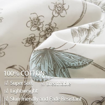 Nayoroom Floral Cotton Duvet Cover Set for Queen Size