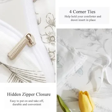 Nayoroom Floral Cotton Duvet Cover Set for Queen Size