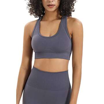 HAODIAN Women's Yoga Outfits 2 Piece High Waisted Leggings with Sports Bra Gym Clothes Sets (Grey,L)