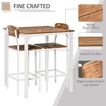 HOMCOM 3 Piece Bar Table Set for Small Dining Spaces